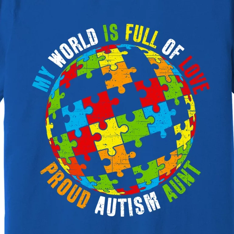 Proud Autism Aunt Puzzle World Awareness Gift Premium T-Shirt