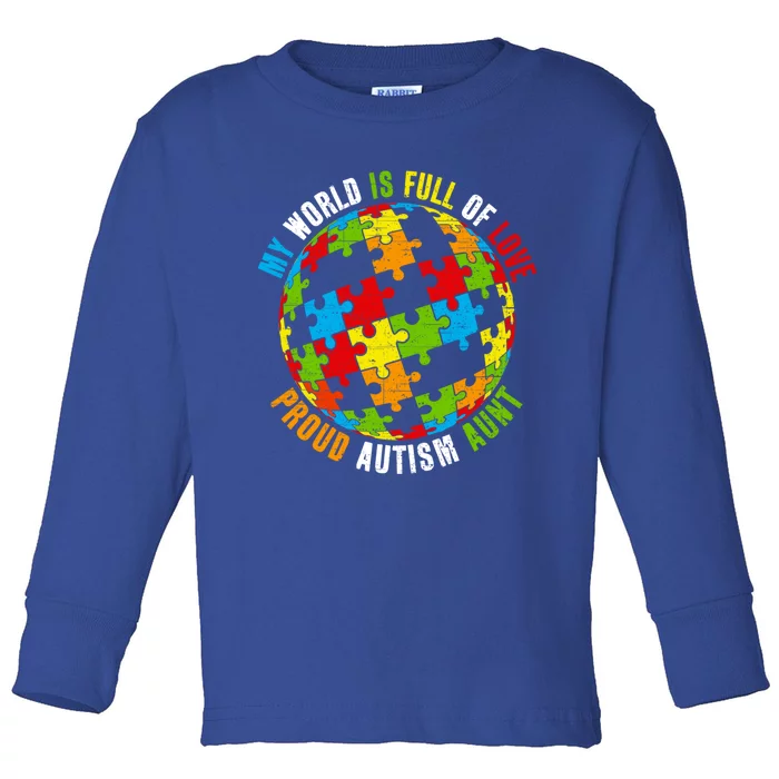 Proud Autism Aunt Puzzle World Awareness Gift Toddler Long Sleeve Shirt