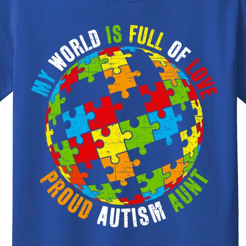 Proud Autism Aunt Puzzle World Awareness Gift Kids T-Shirt