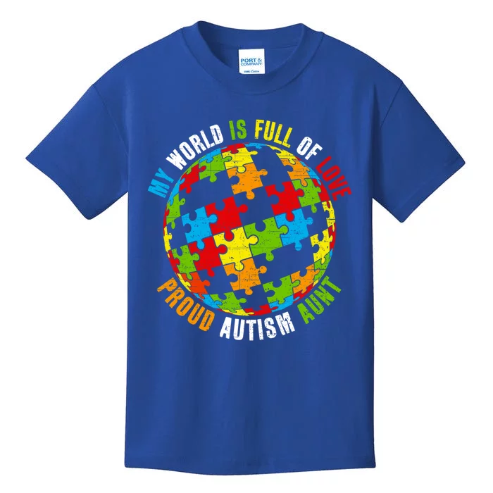 Proud Autism Aunt Puzzle World Awareness Gift Kids T-Shirt