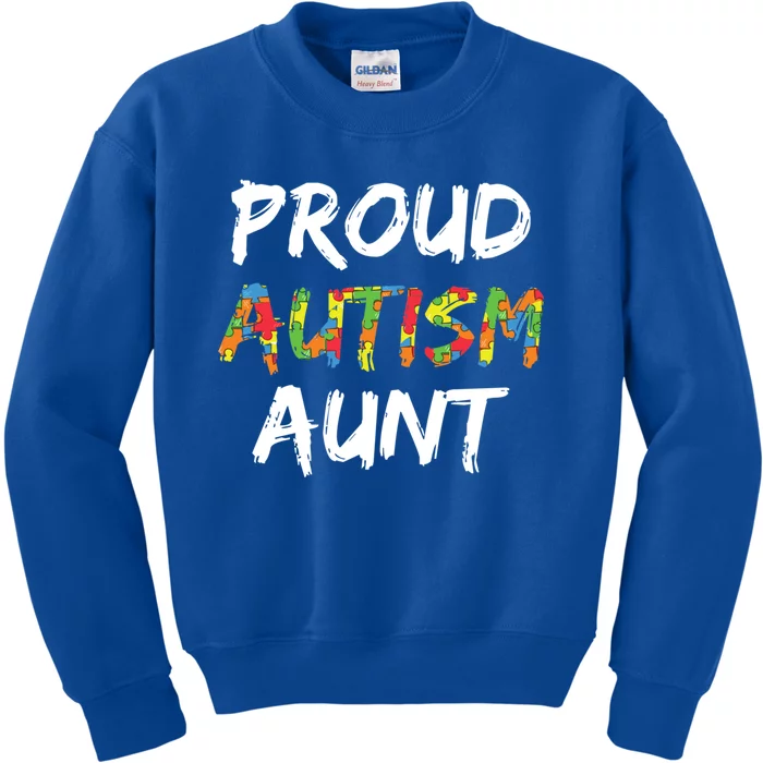 Proud Aunt Autism Awareness Gift Kids Sweatshirt