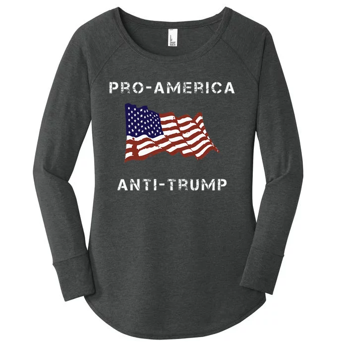 Proamerica Antitrump American Usa Flag Women's Perfect Tri Tunic Long Sleeve Shirt