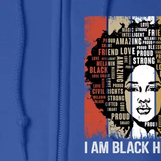 Proud African American Afro I Am Black History Cool Gift Full Zip Hoodie