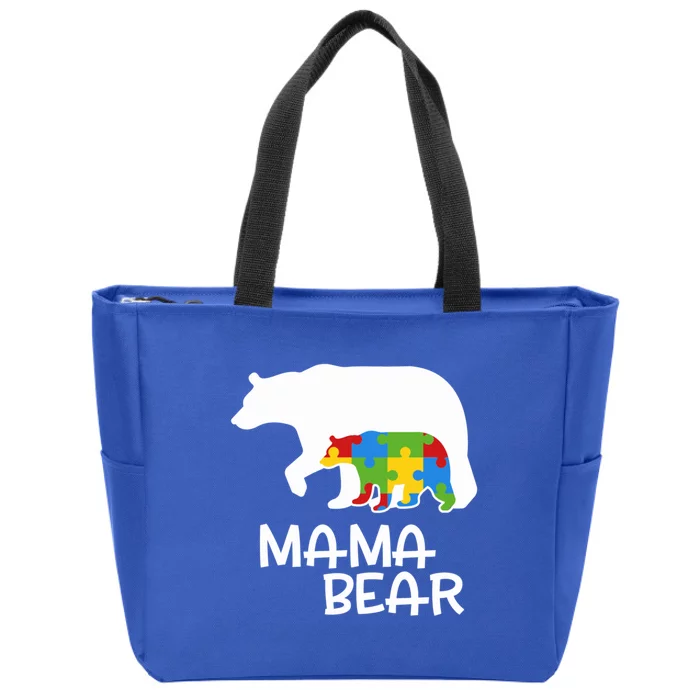 Positive Autism Awareness Support Mama Bear Autistic Mother Funny Gift Zip Tote Bag