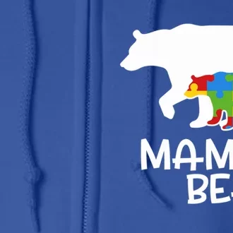 Positive Autism Awareness Support Mama Bear Autistic Mother Funny Gift Full Zip Hoodie