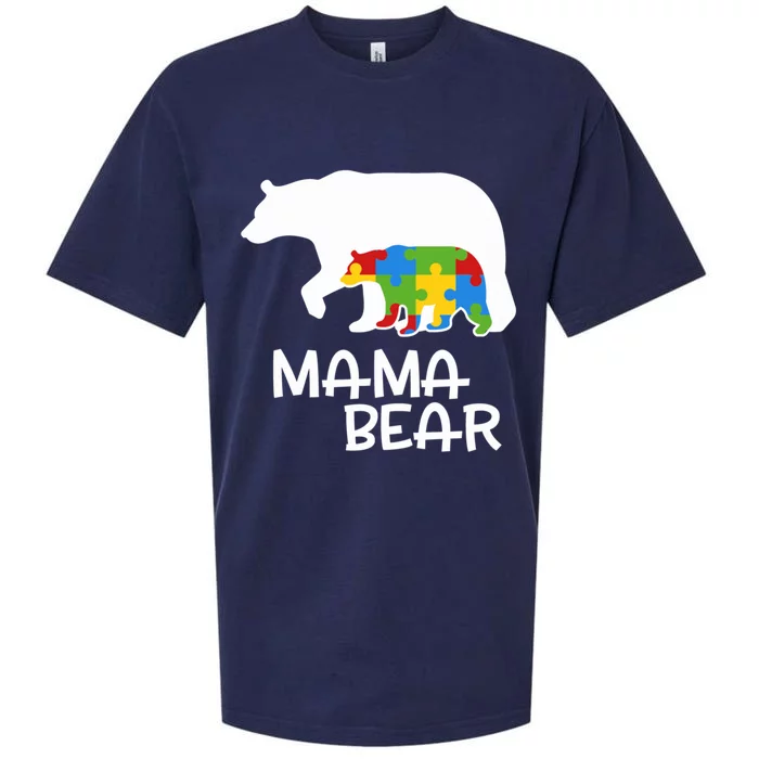 Positive Autism Awareness Support Mama Bear Autistic Mother Funny Gift Sueded Cloud Jersey T-Shirt