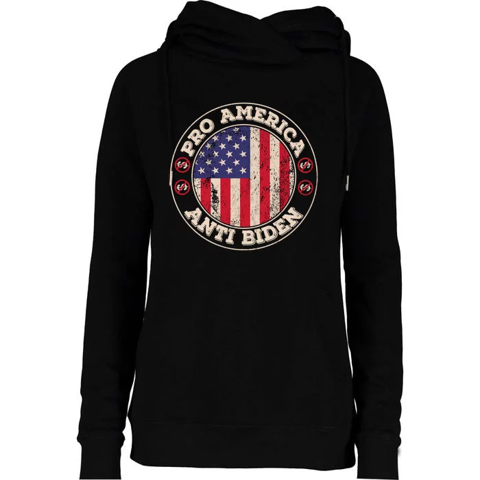 Pro America Anti Biden Flag Usa Impeach Joe Biden Anti Biden Womens Funnel Neck Pullover Hood