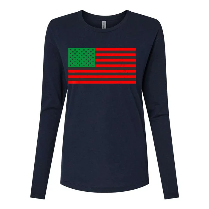 Pan African American Flag Womens Cotton Relaxed Long Sleeve T-Shirt