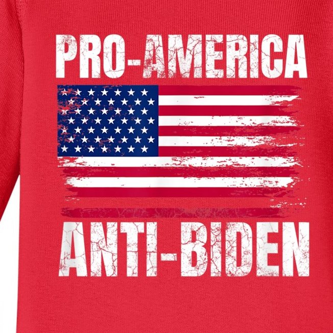 Pro America Anti Joe Biden USA Flag Political Patriot Baby Long Sleeve Bodysuit
