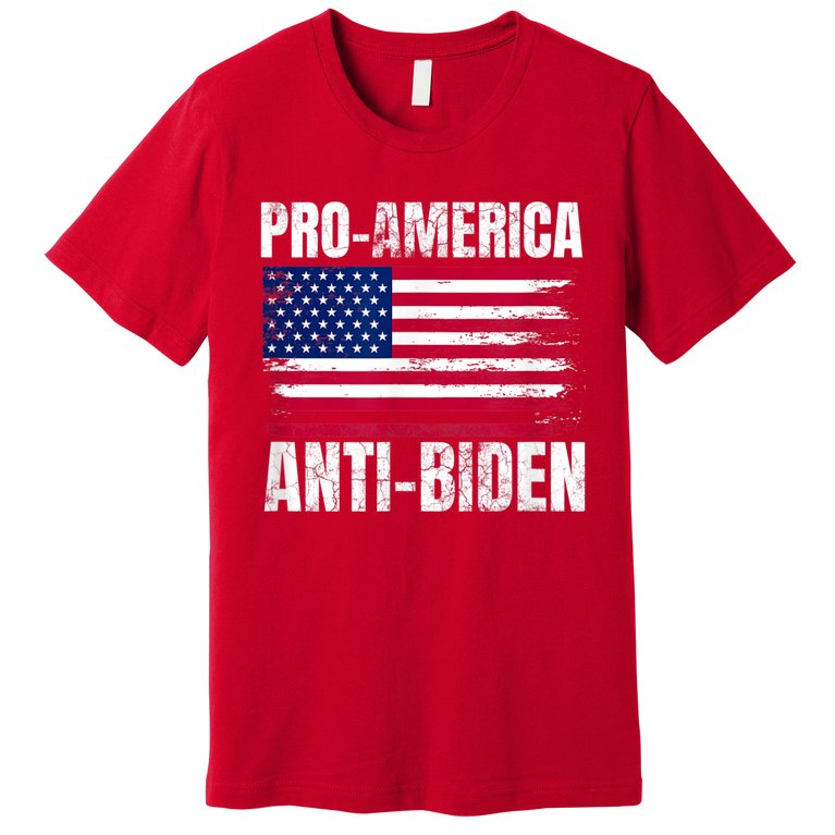 Pro America Anti Joe Biden USA Flag Political Patriot Premium T-Shirt