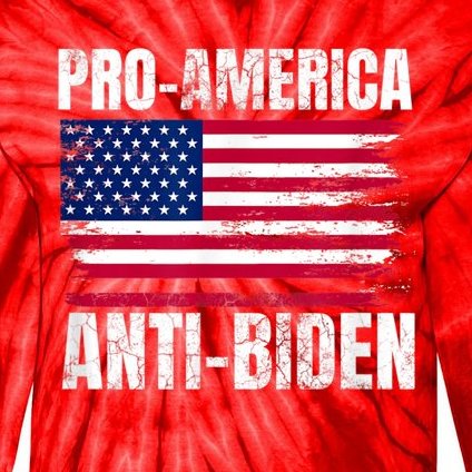 Pro America Anti Joe Biden USA Flag Political Patriot Tie-Dye Long Sleeve Shirt