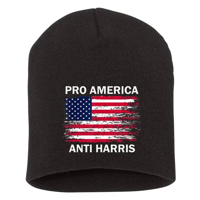 Pro America Anti Kamala Flag Kamala Harris Anti Harris Short Acrylic Beanie