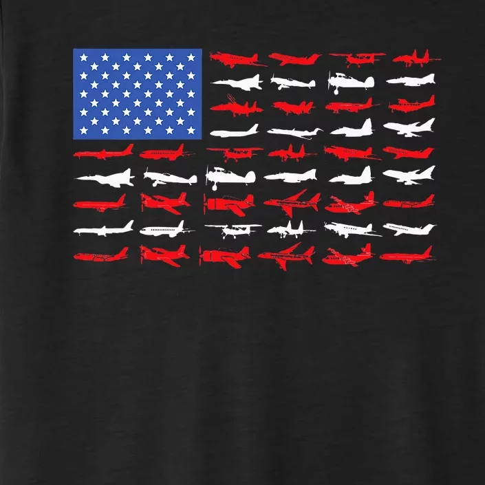 Pilot Airplane American Flag Plane Aviation ChromaSoft Performance T-Shirt