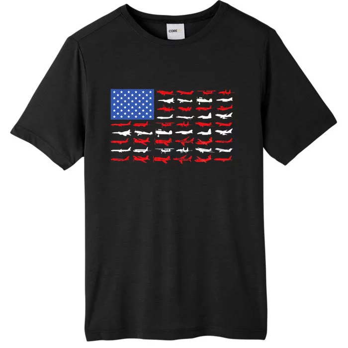 Pilot Airplane American Flag Plane Aviation ChromaSoft Performance T-Shirt