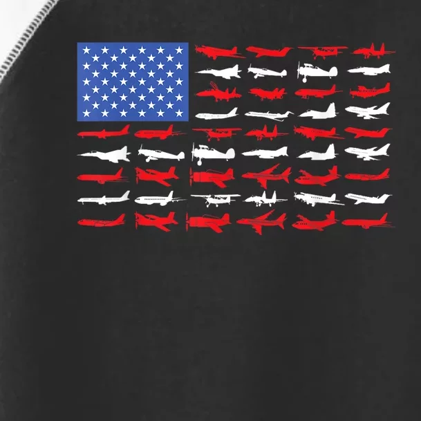 Pilot Airplane American Flag Plane Aviation Short Sleeve Toddler Fine Jersey T-Shirt