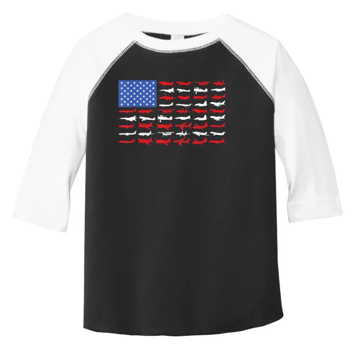 Pilot Airplane American Flag Plane Aviation Short Sleeve Toddler Fine Jersey T-Shirt