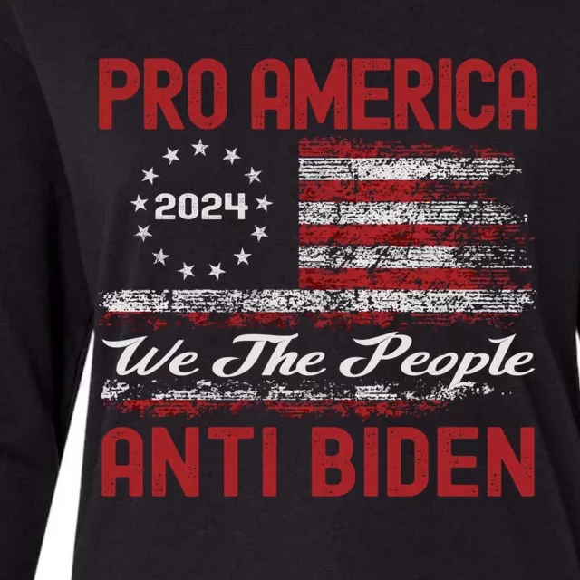 Proamerica Antibiden American Usa Flag Funny Gift Womens Cotton Relaxed Long Sleeve T-Shirt