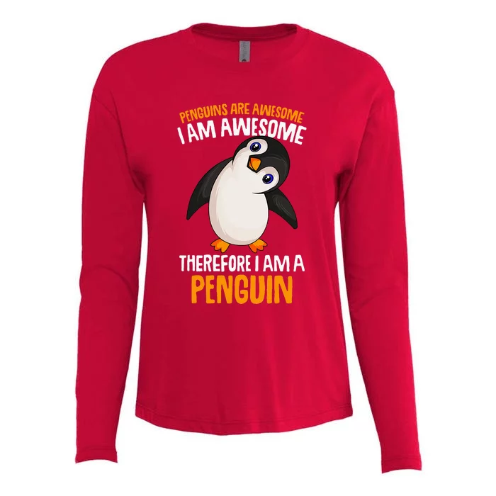 Penguins Are Awesome Penguin Womens Cotton Relaxed Long Sleeve T-Shirt