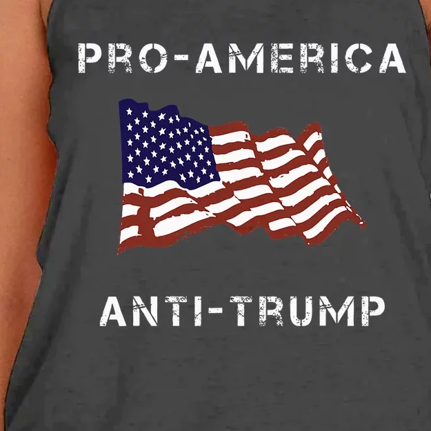 Proamerica Antitrump American Usa Flag Women's Knotted Racerback Tank