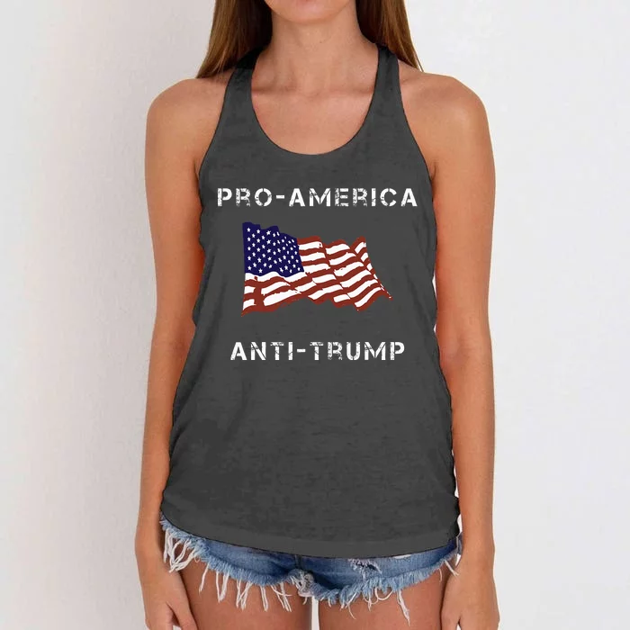 Proamerica Antitrump American Usa Flag Women's Knotted Racerback Tank