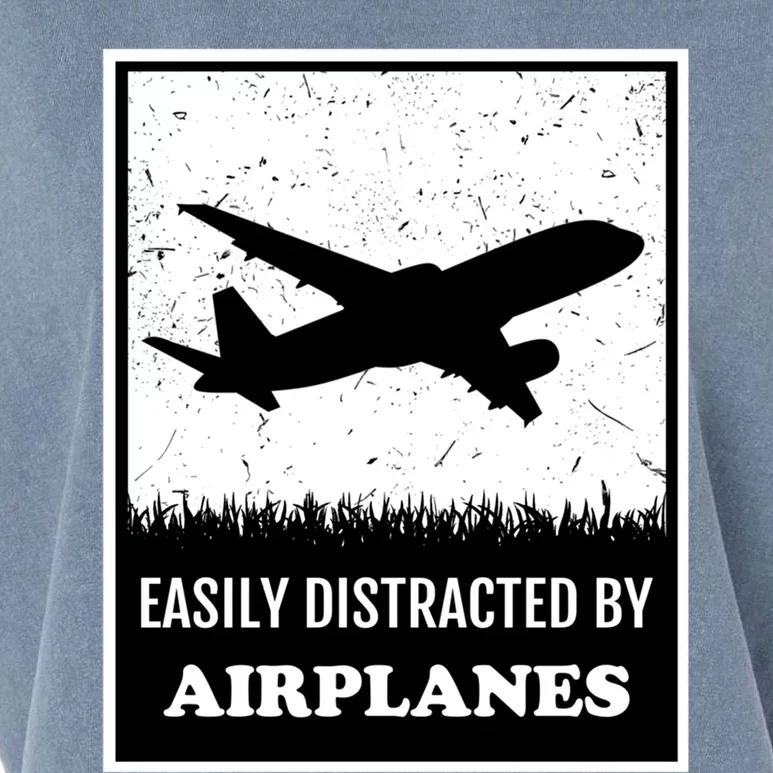 Pilot Airplane Aviation Easily Distracted By Airplanes Funny Gift Garment-Dyed Women's Muscle Tee