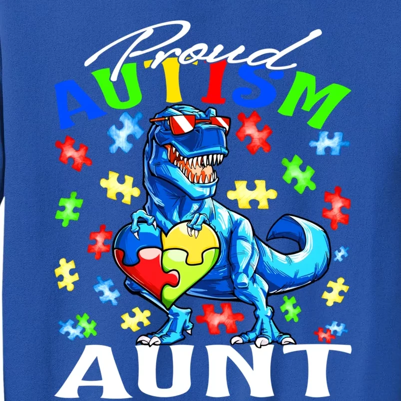 Proud Autism Aunt Dinosaur Autism Awareness Gift Tall Sweatshirt