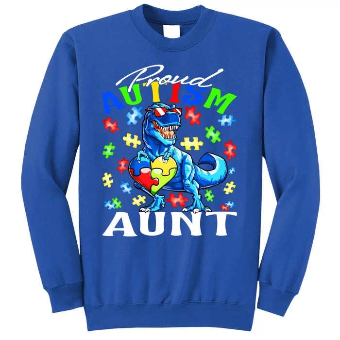 Proud Autism Aunt Dinosaur Autism Awareness Gift Tall Sweatshirt