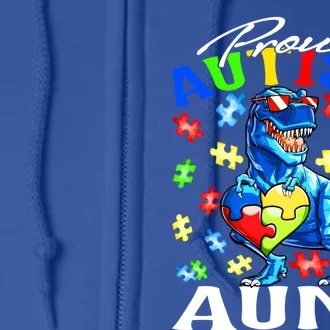 Proud Autism Aunt Dinosaur Autism Awareness Gift Full Zip Hoodie