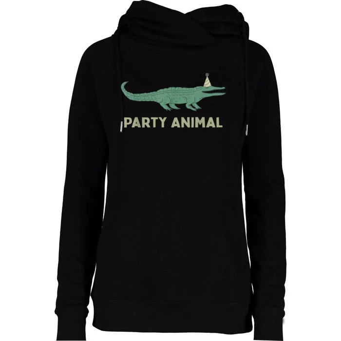 Party Animal Alligator Birthday , Alligator Birthday Womens Funnel Neck Pullover Hood