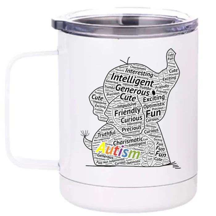 Proud Autism Awareness Elephant Gift No Puzzle Front & Back 12oz Stainless Steel Tumbler Cup