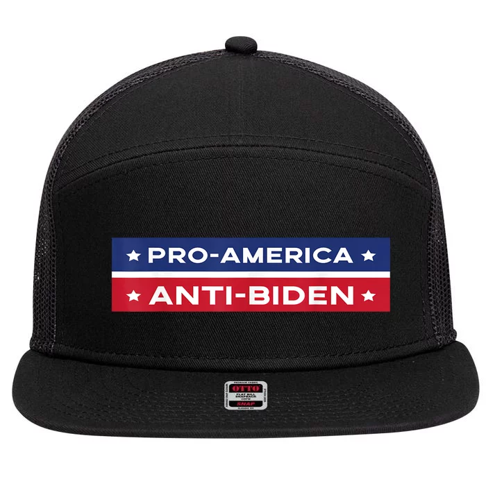 Pro America Anti Biden Flag Usa Impeach Joe Biden Anti Biden 7 Panel Mesh Trucker Snapback Hat