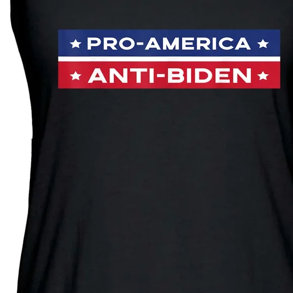 Pro America Anti Biden Flag Usa Impeach Joe Biden Anti Biden Ladies Essential Flowy Tank