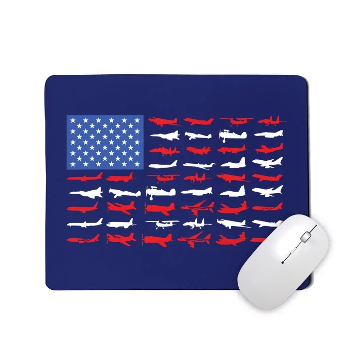 Pilot Airplane American Flag Plane Aviation Mousepad