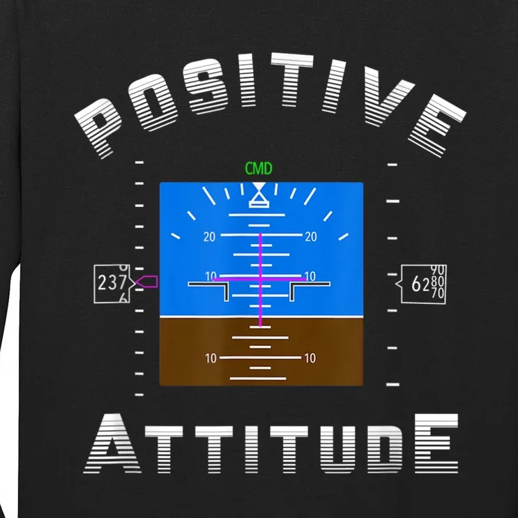 Positive Attitude Aviation Pilot Primary Flight Display Tall Long Sleeve T-Shirt