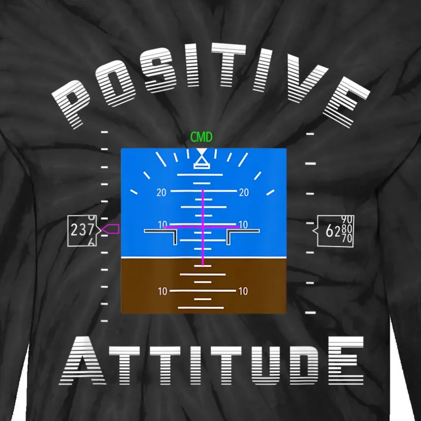 Positive Attitude Aviation Pilot Primary Flight Display Tie-Dye Long Sleeve Shirt