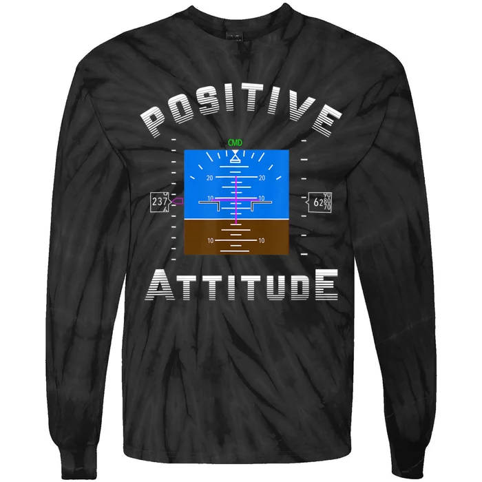 Positive Attitude Aviation Pilot Primary Flight Display Tie-Dye Long Sleeve Shirt