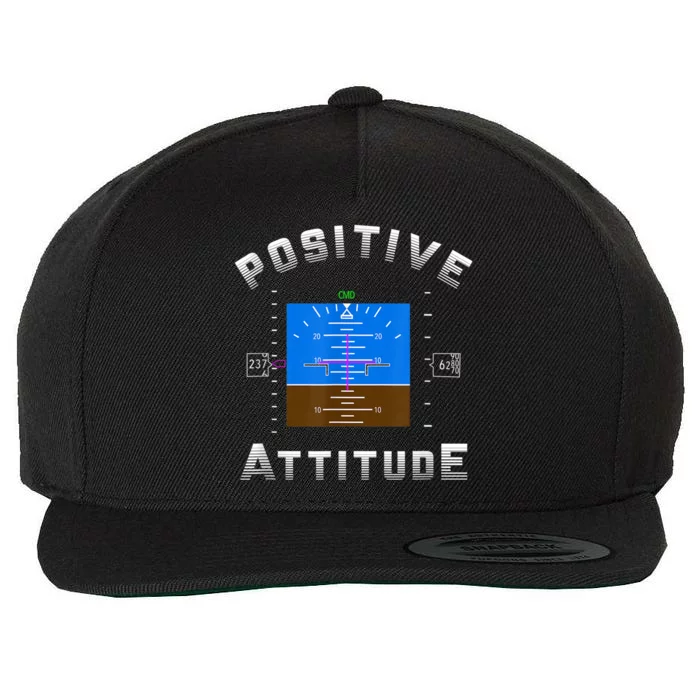 Positive Attitude Aviation Pilot Primary Flight Display Wool Snapback Cap