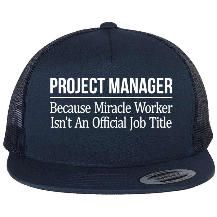 Project Ager Because Miracle Worker Isn't Job Title Gift Cute Gift Flat Bill Trucker Hat