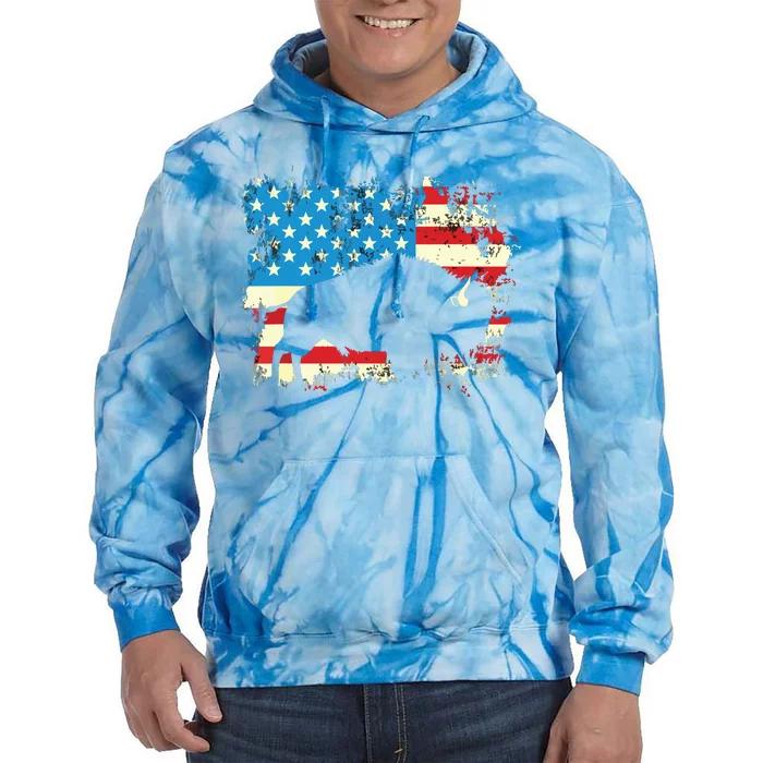 Patriotic American Bison Buffalo Lover Wildlife USA Flag Tie Dye Hoodie