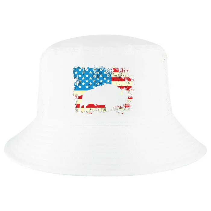 Patriotic American Bison Buffalo Lover Wildlife USA Flag Cool Comfort Performance Bucket Hat