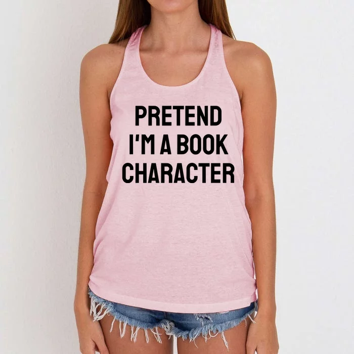 Pretend A Book Character Costume Halloween Quick Lazy Funny Women's Knotted Racerback Tank