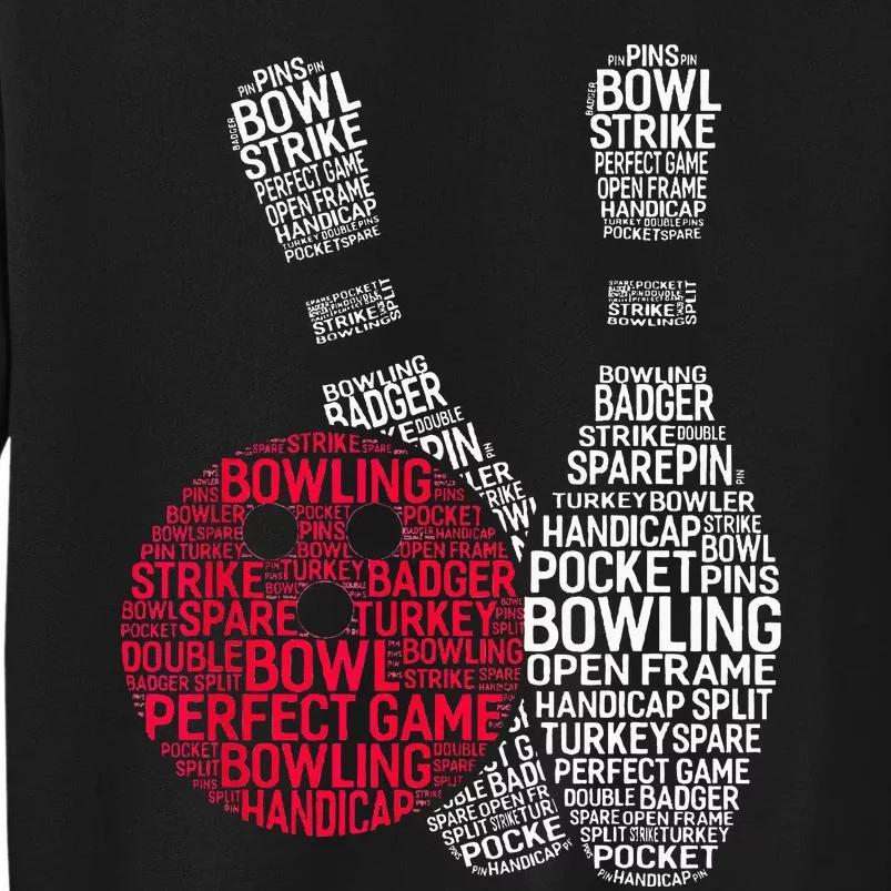 Phonetic Alphabet Bowling Pin Word Cloud Funny Bowling Tall Sweatshirt