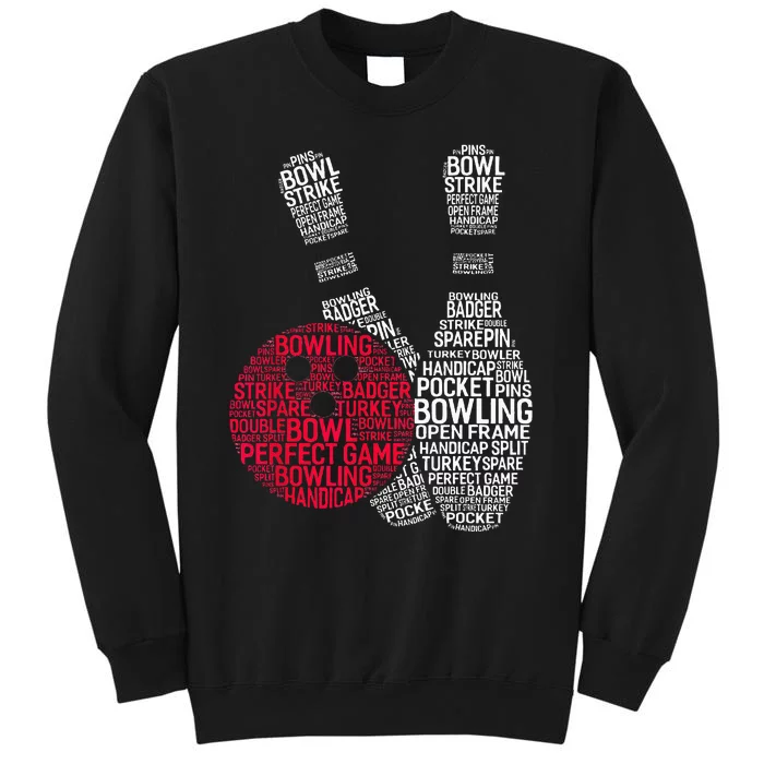 Phonetic Alphabet Bowling Pin Word Cloud Funny Bowling Tall Sweatshirt