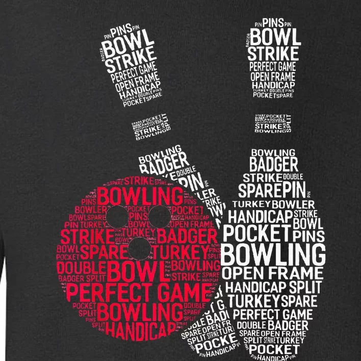 Phonetic Alphabet Bowling Pin Word Cloud Funny Bowling Toddler Sweatshirt