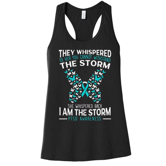 PTSD Awareness Butterfly Posttraumatic Stress Disorder Women's Racerback Tank