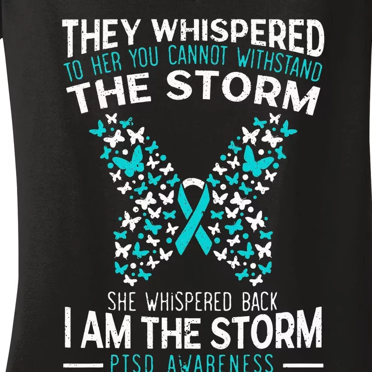 PTSD Awareness Butterfly Posttraumatic Stress Disorder Women's V-Neck T-Shirt