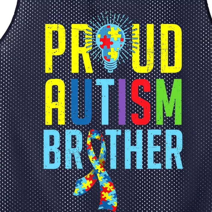 Proud Autism Brother | Sibling Autism Awareness Mesh Reversible Basketball Jersey Tank