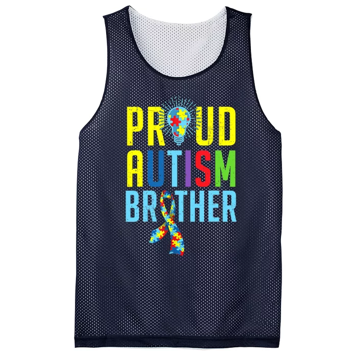 Proud Autism Brother | Sibling Autism Awareness Mesh Reversible Basketball Jersey Tank