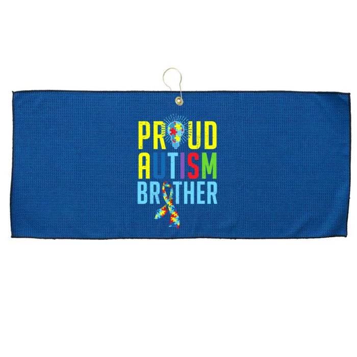 Proud Autism Brother | Sibling Autism Awareness Large Microfiber Waffle Golf Towel