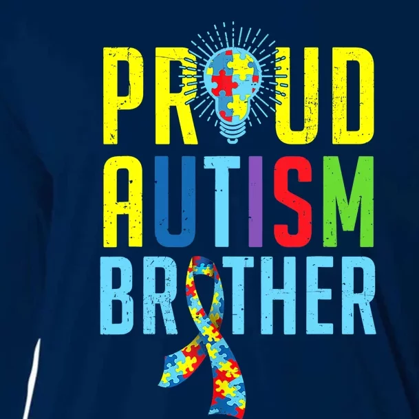 Proud Autism Brother | Sibling Autism Awareness Cooling Performance Long Sleeve Crew